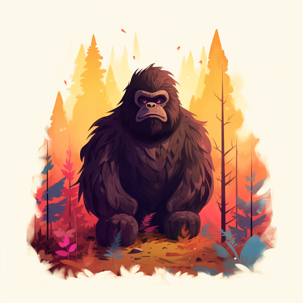 Cute Bigfoot in Minimalistic Style