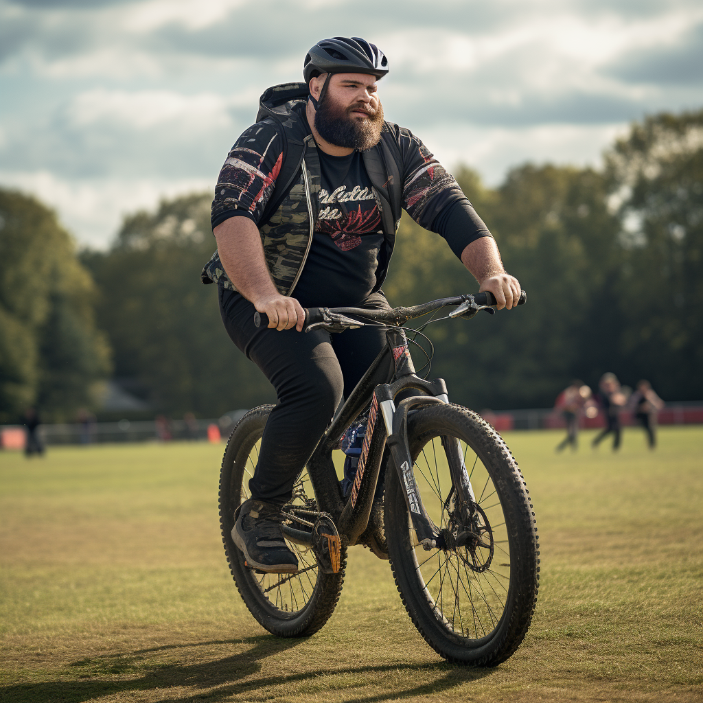 Biker on Rugby Field