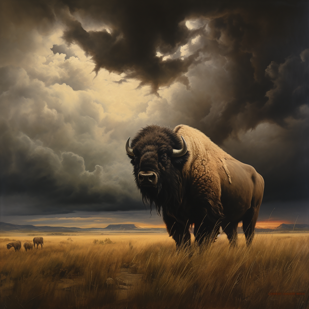 Beautiful American Buffalo Painting by Bill Anton