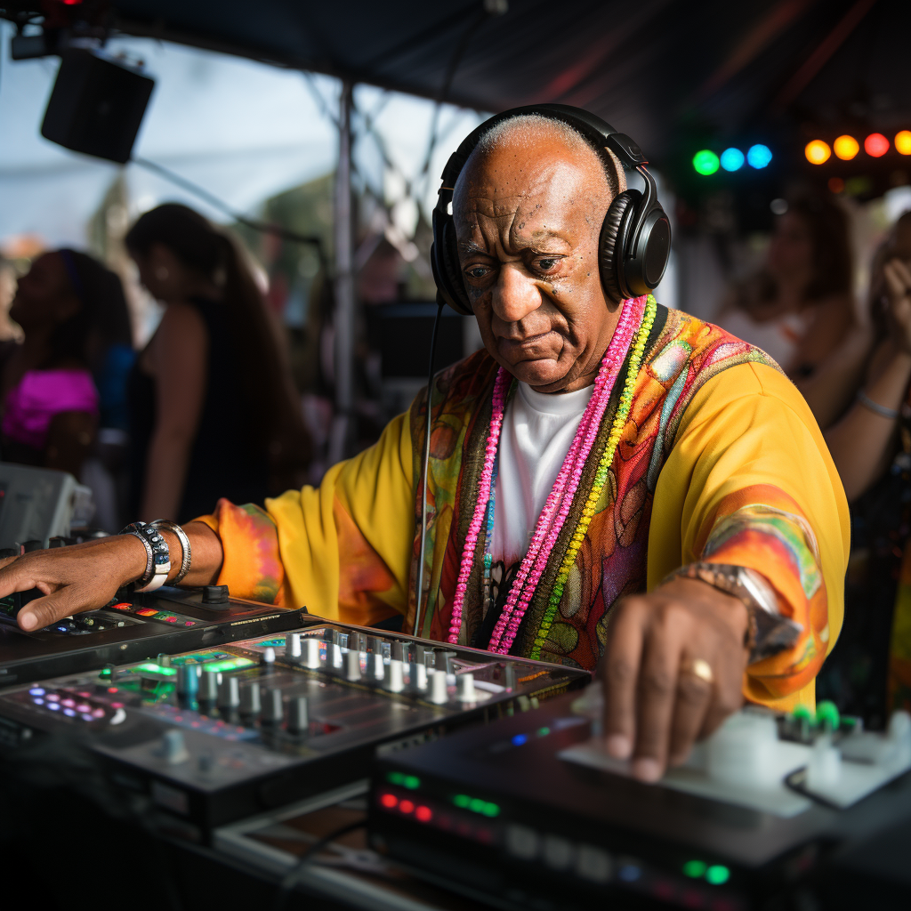 Bill Cosby DJing at Coachella