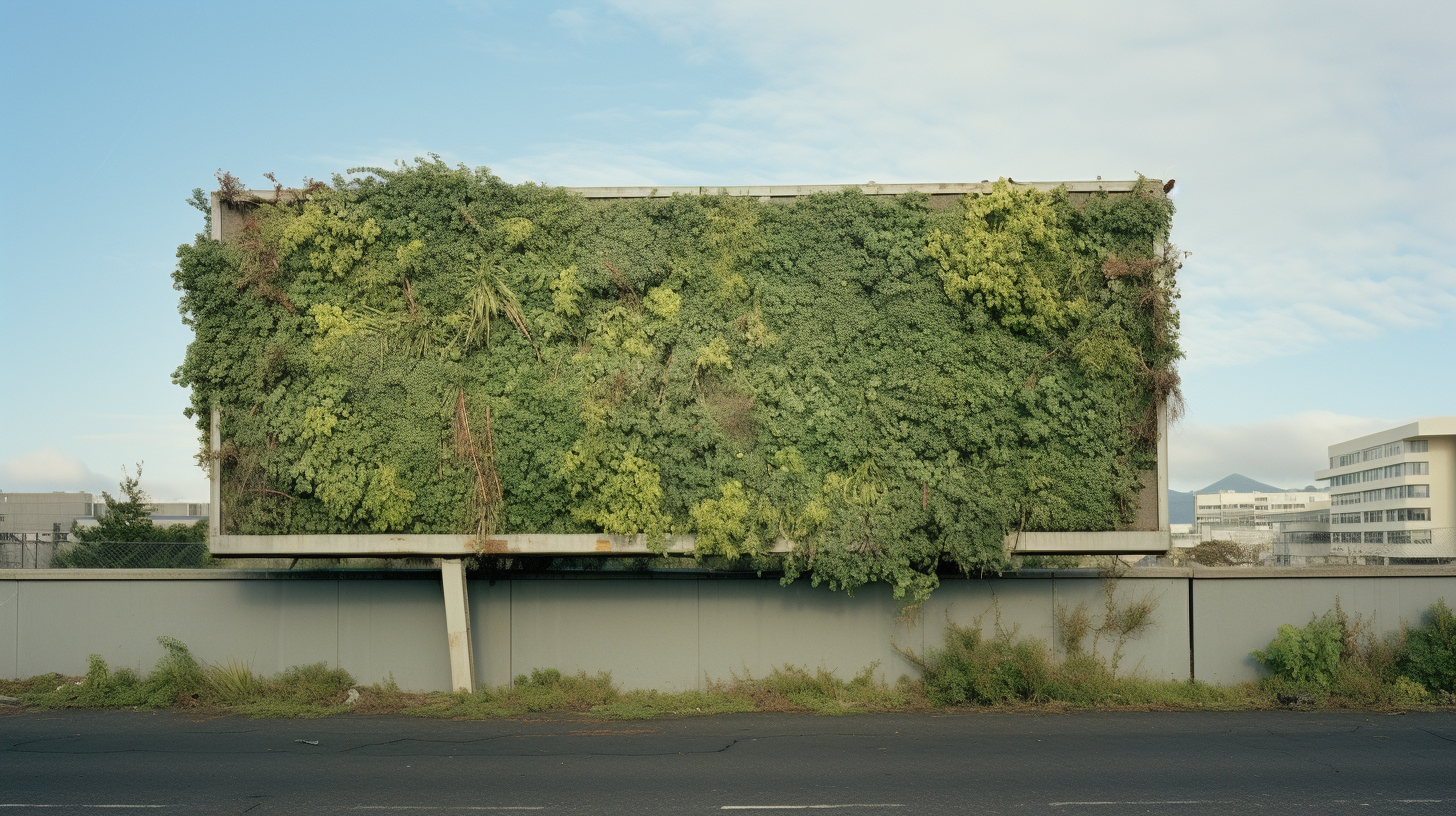 Billboard with Green Overgrowth