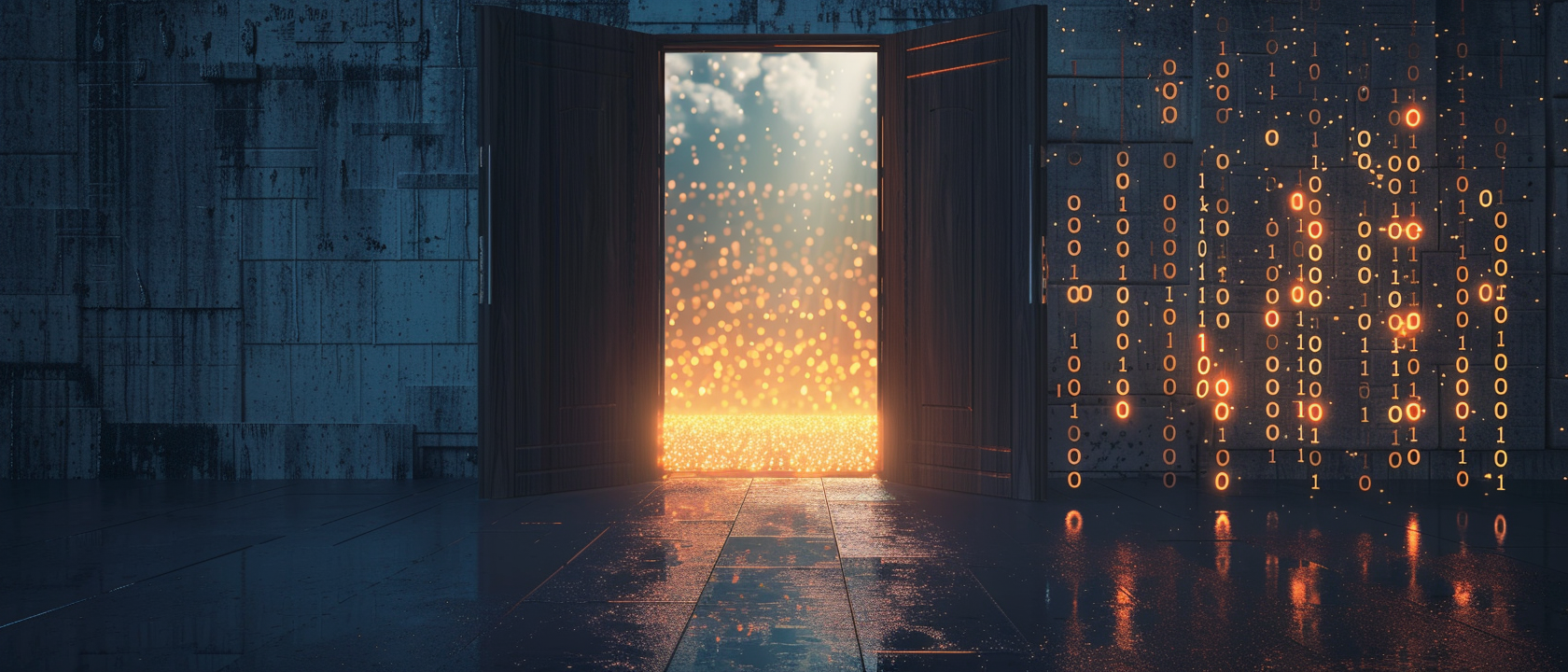 Binary Code Opening Doors Image