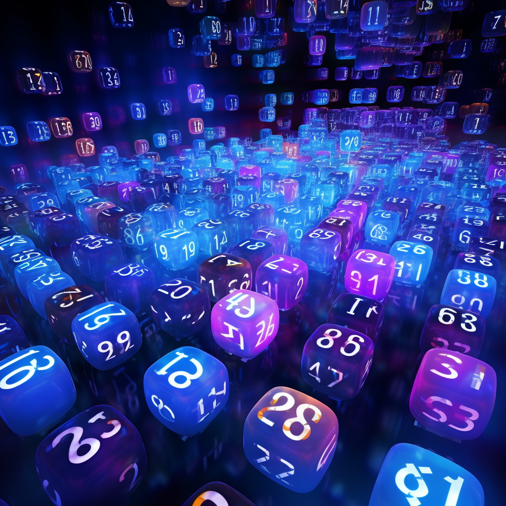 Digital hologram displaying purple and blue bingo numbers