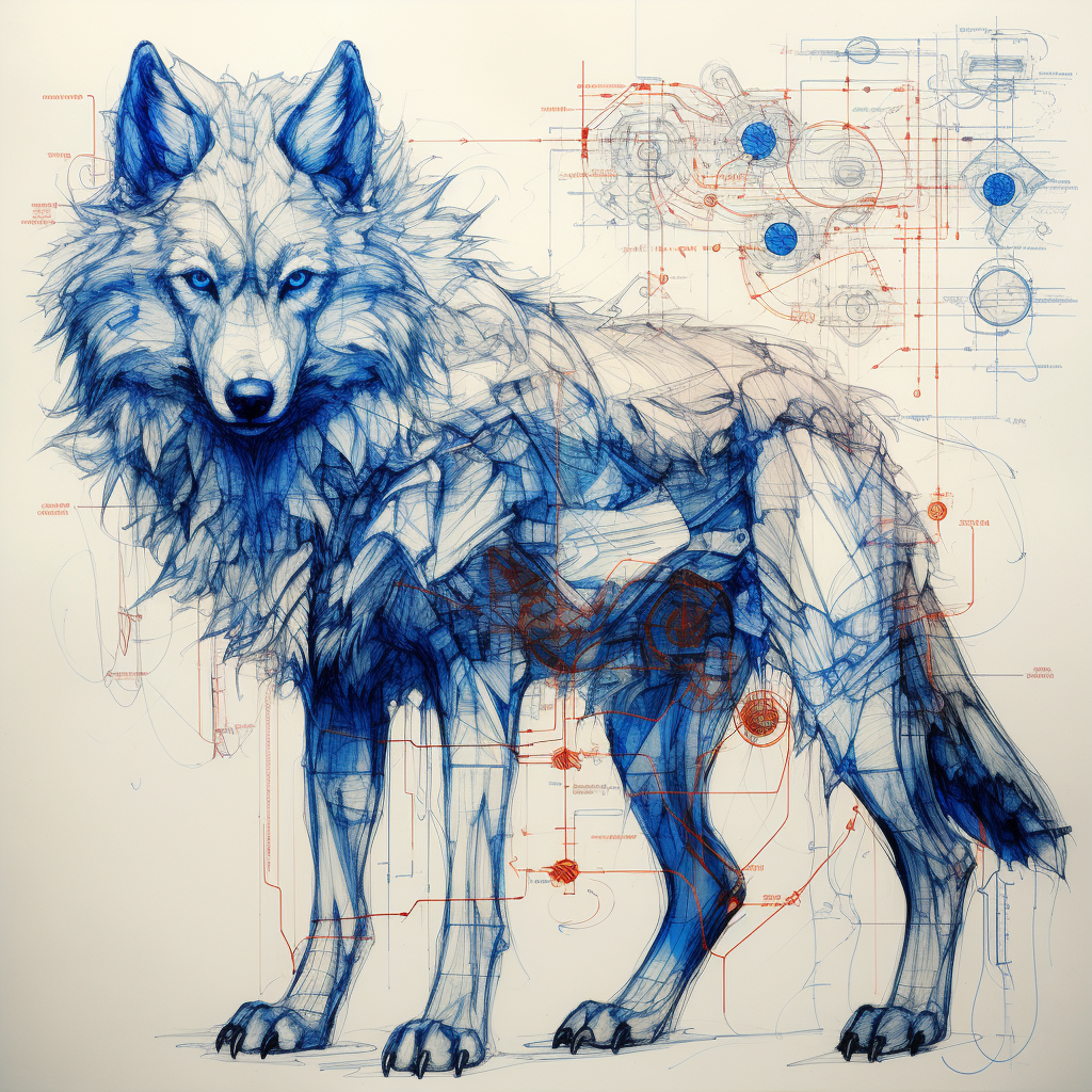 Biology Wolf Sketch Blueprint