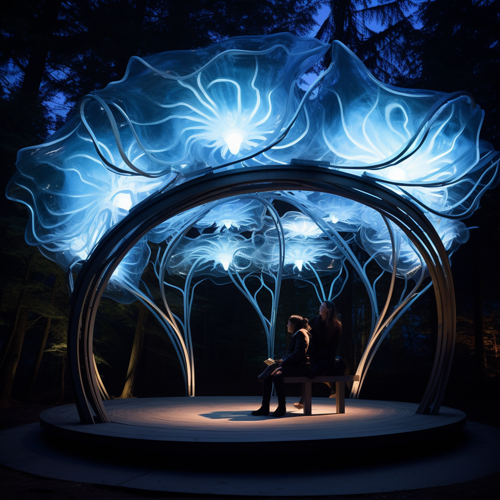 Captivating bioluminescence pavilion