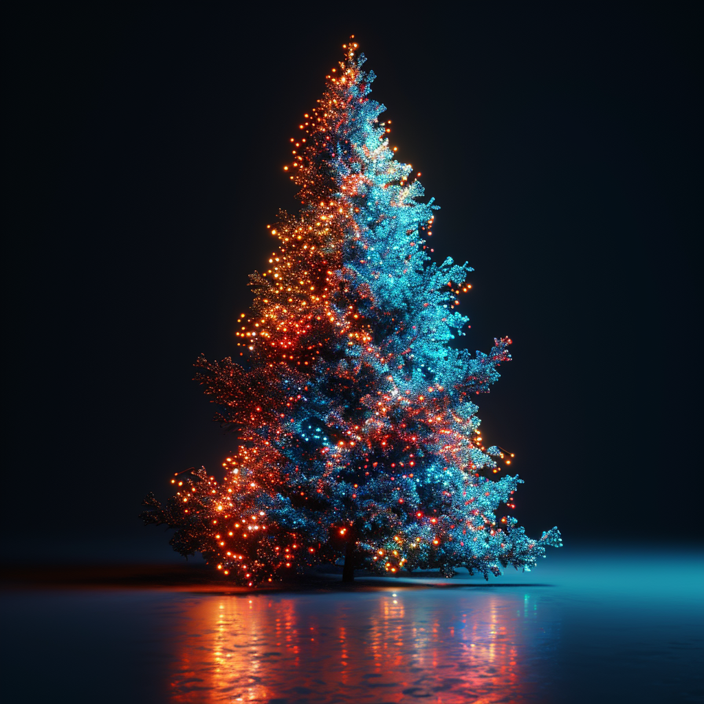 Beautiful Bioluminescent Christmas Tree Shining in the Dark