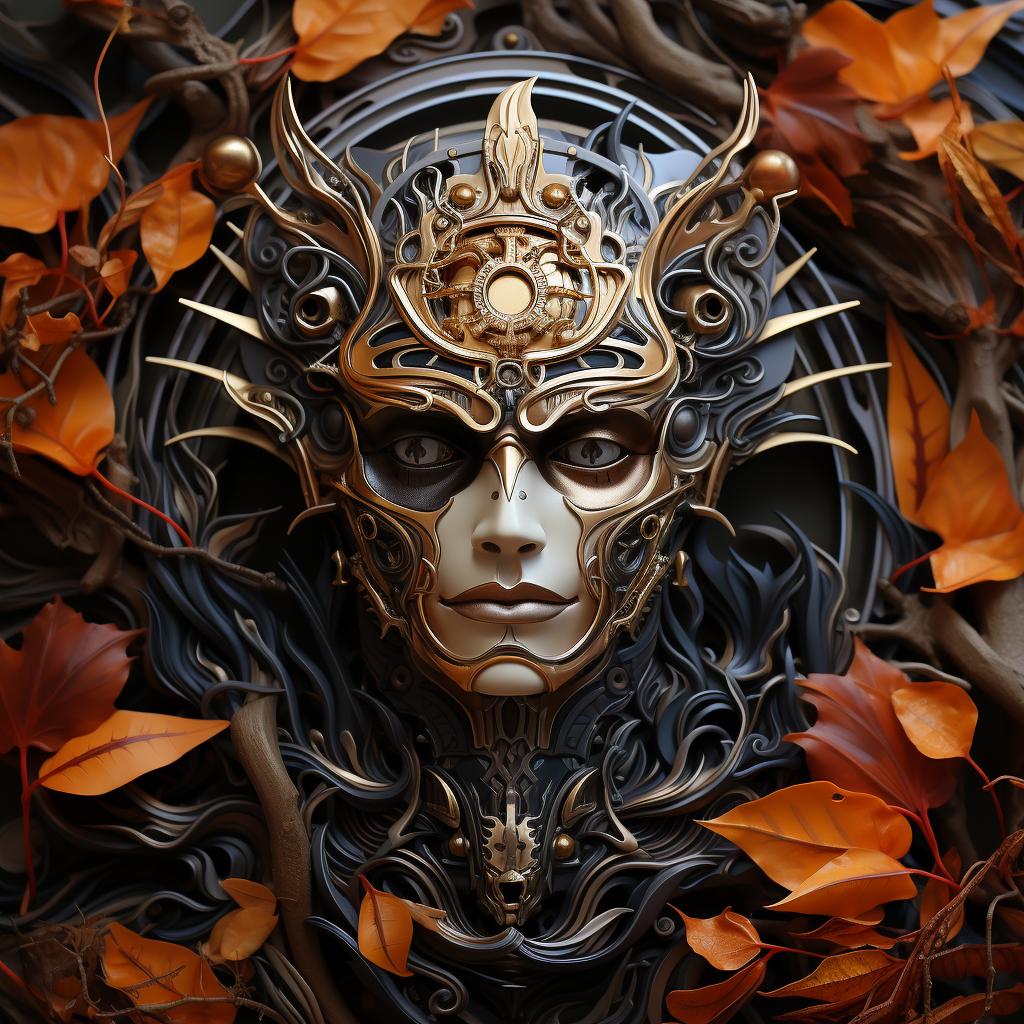 Biomechanical Night Elf Design with Autumn Leaves