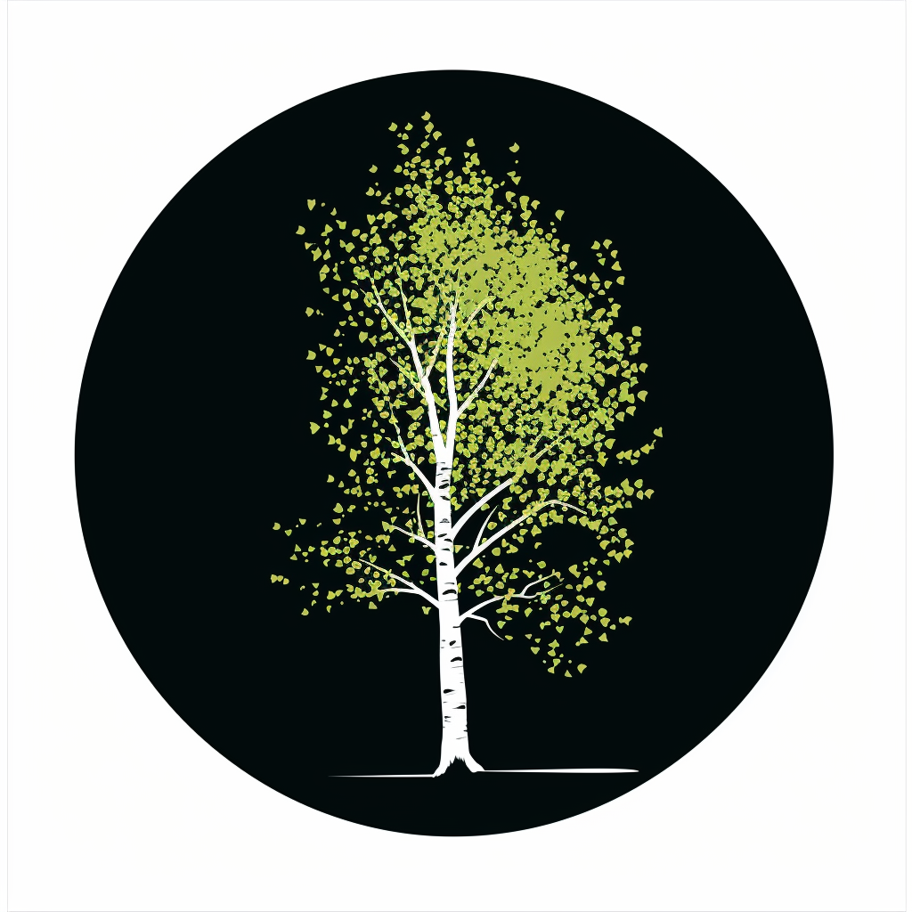 Birch tree in black circle