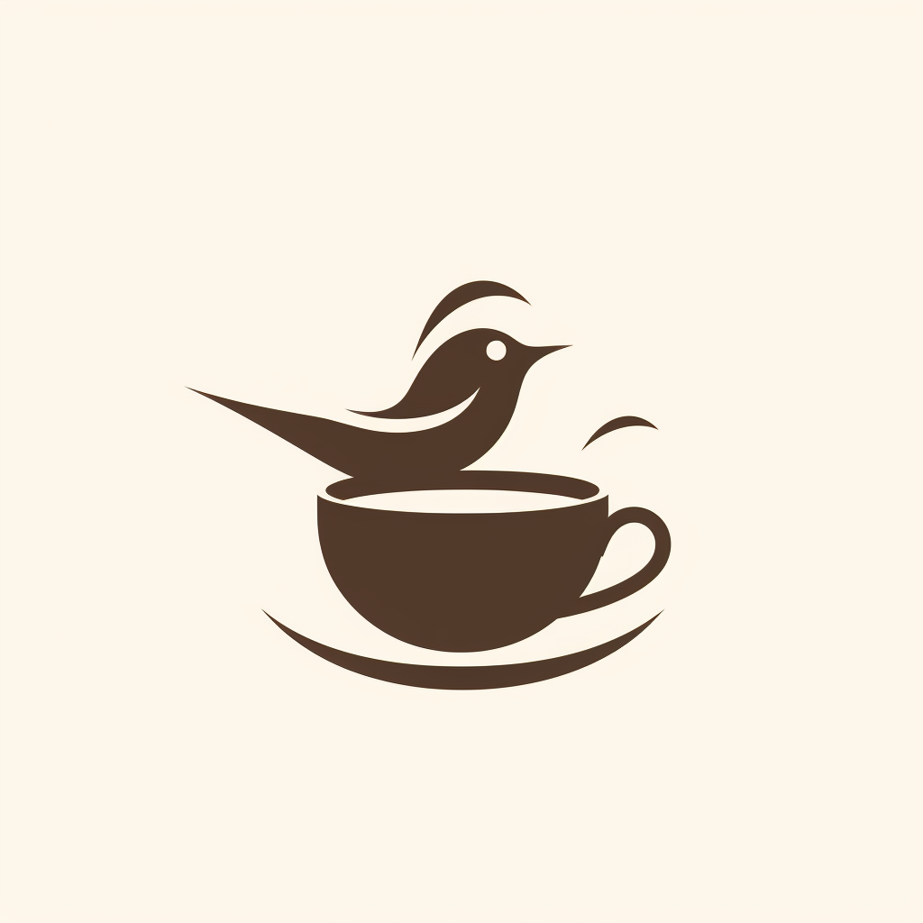 Simplistic bird and coffee cup logo