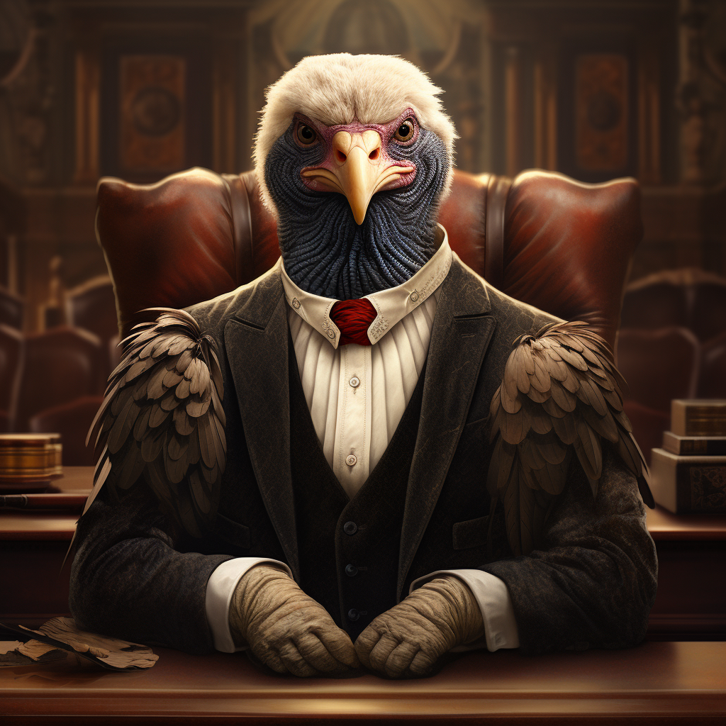 Bird turkey acting as a judge