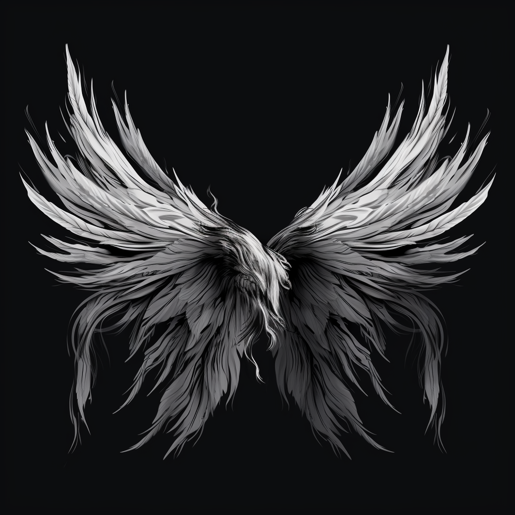 Black and white bird wing illustration