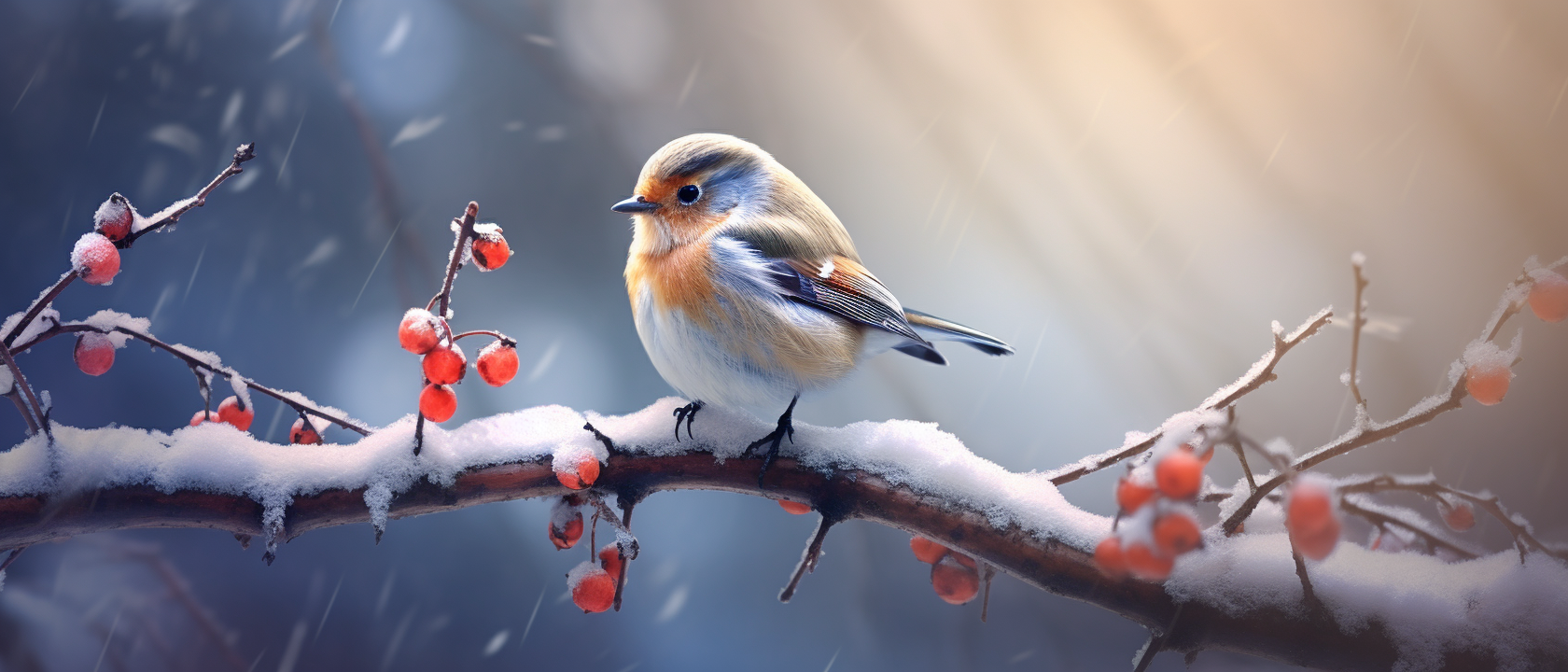 Beautiful bird in winter scenery