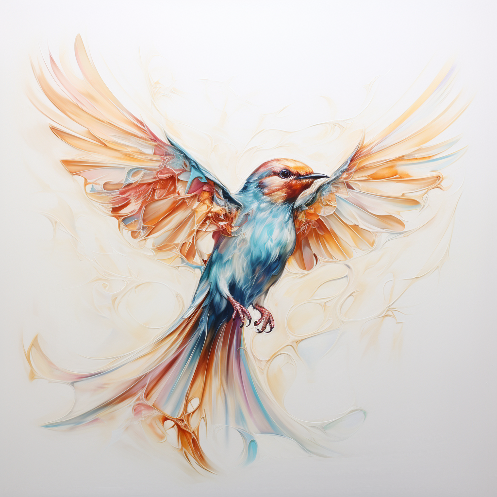 Colorful bird painting with open wings