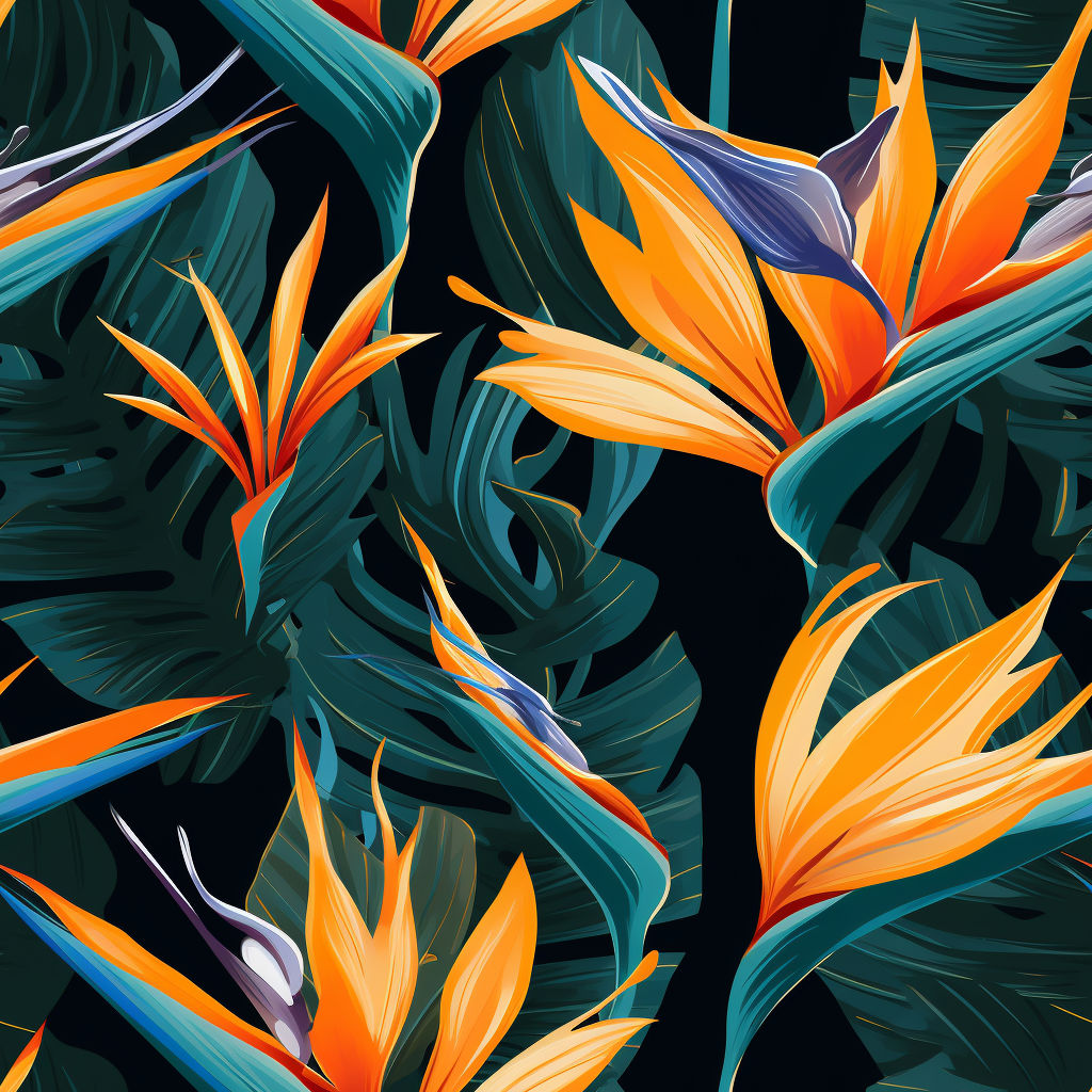 Colorful bird of paradise pattern