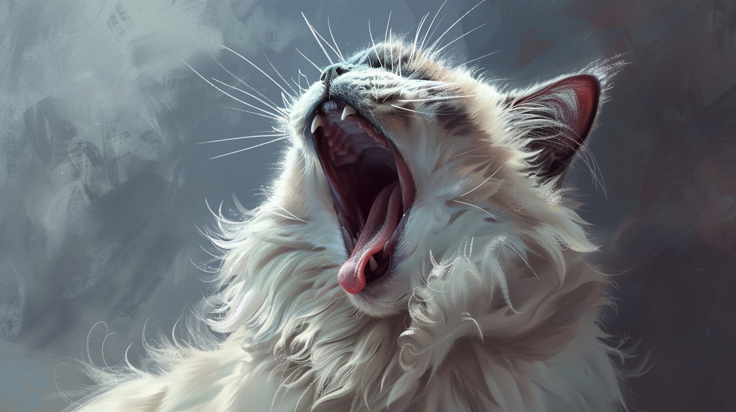 Elegant Birman cat yawning image