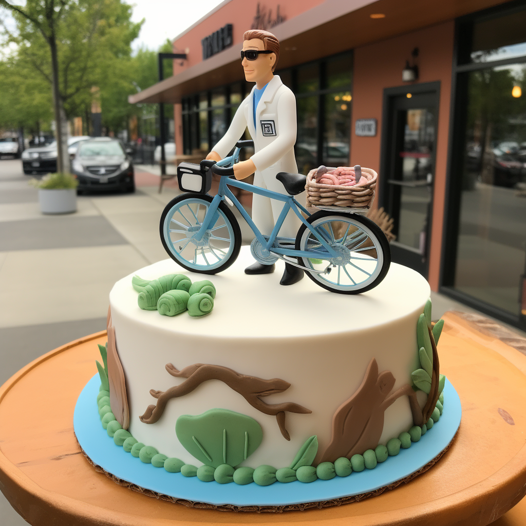 Birthday cake for doctor friend outdoorsy bike rider.