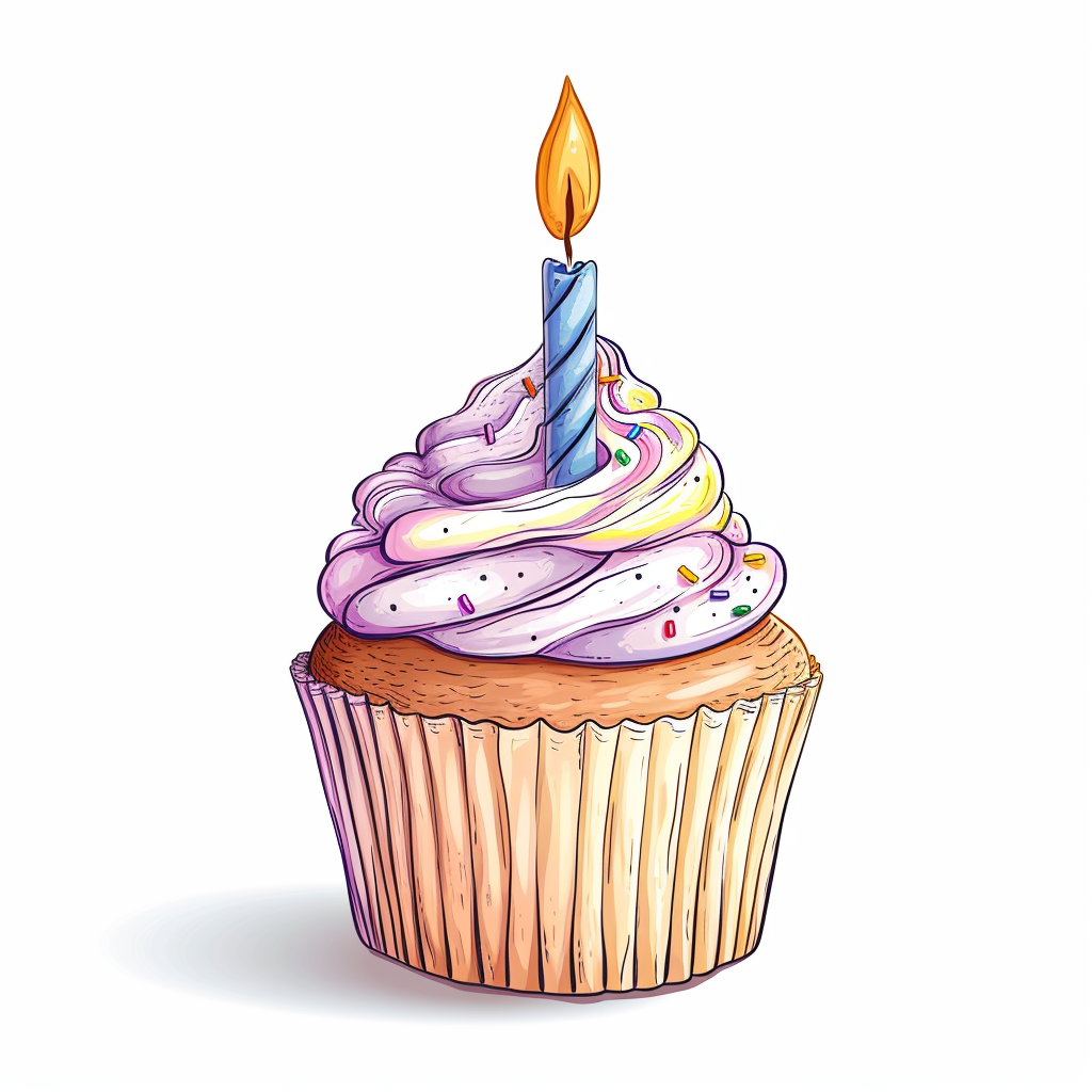 Delicious birthday cupcake with candle