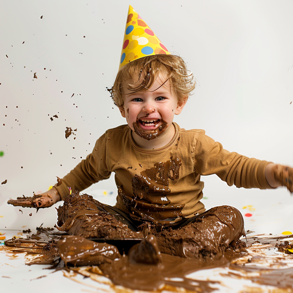 Birthday invitation with mud splashes