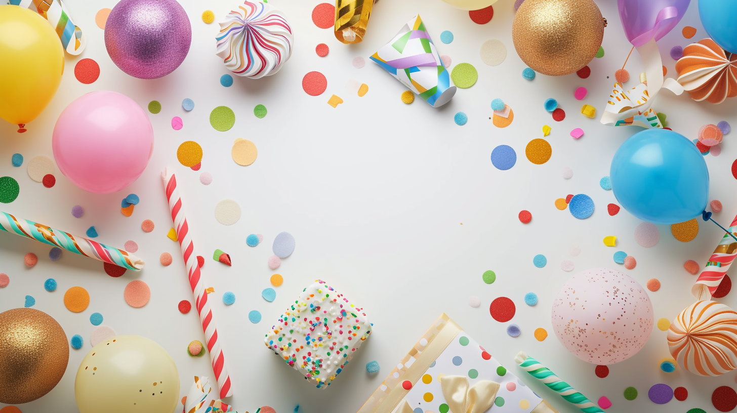 Birthday Party Decorations on White Surface