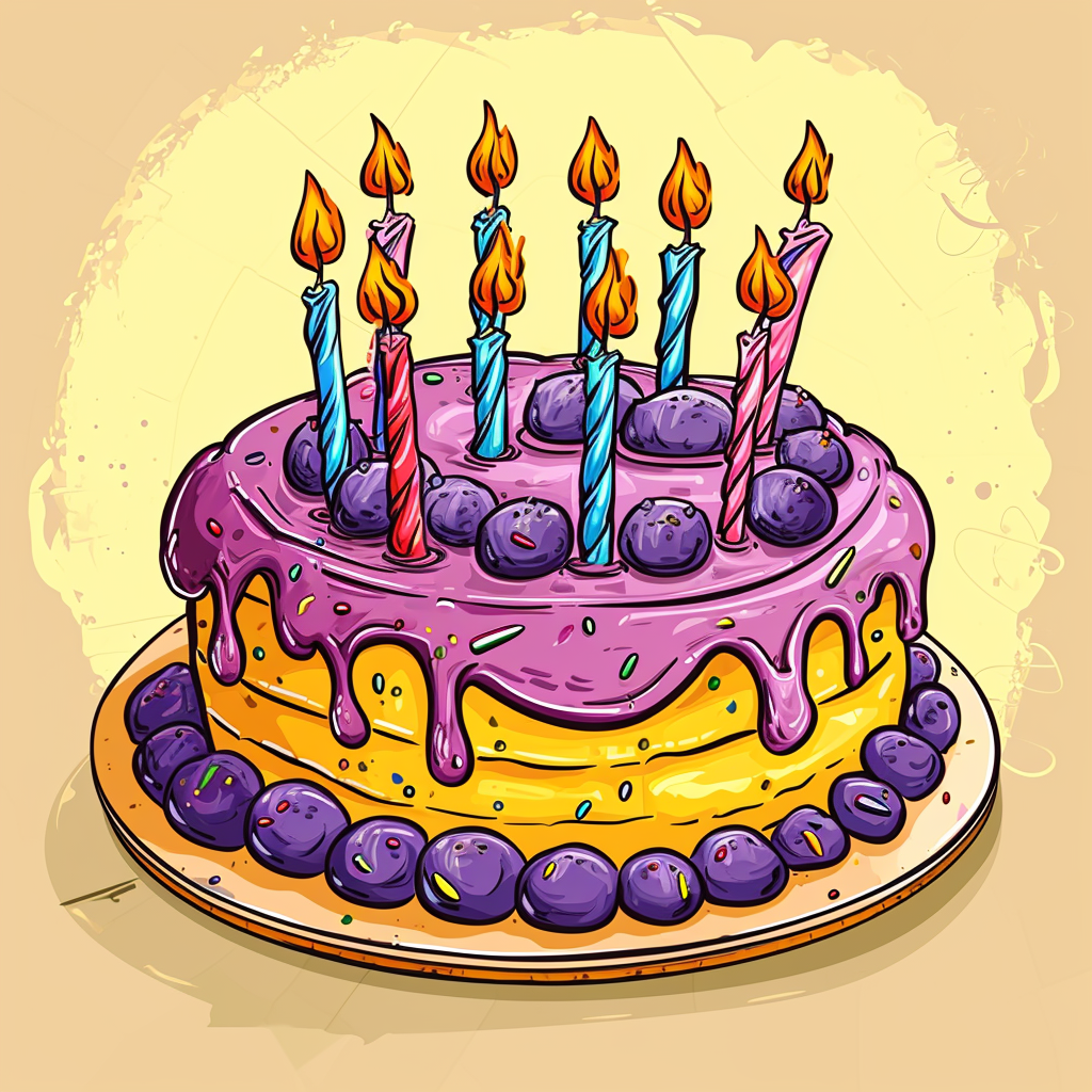 Colorful birthday cake with candles