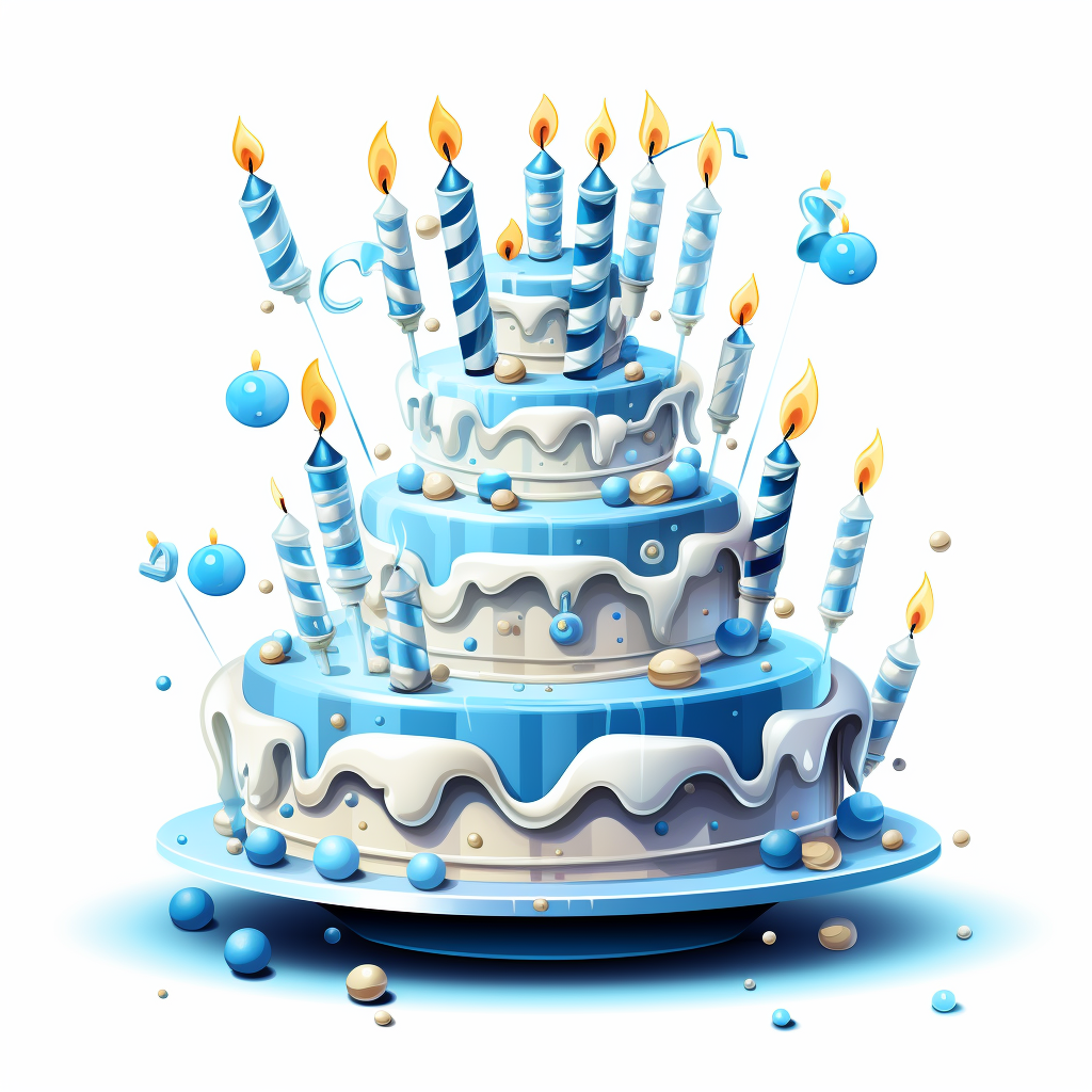 Birthday cake with white and blue icing