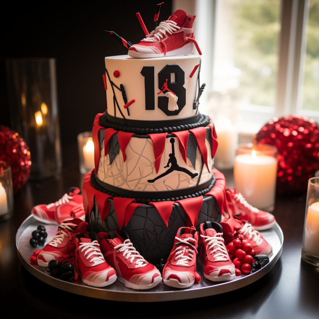 Realistic Air Jordan 4 themed birthday cake