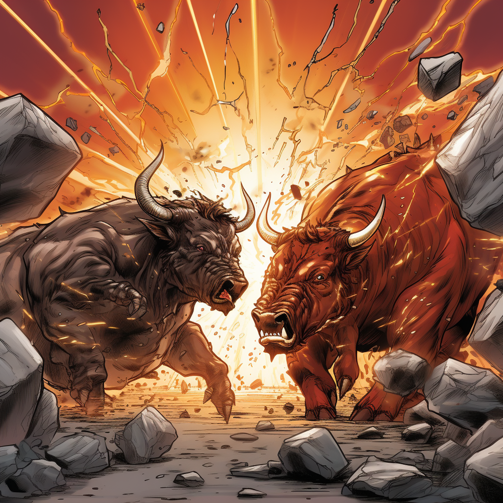 Bitcoin bulls breaking through barrier in comic style