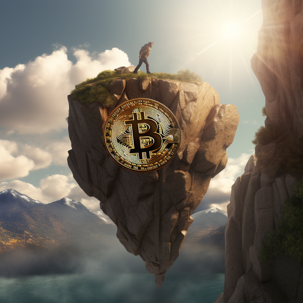 Bitcoin coin falling off cliff