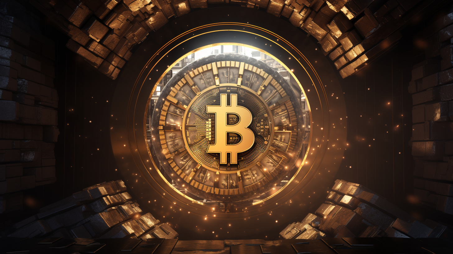 Bitcoin logo in time portal