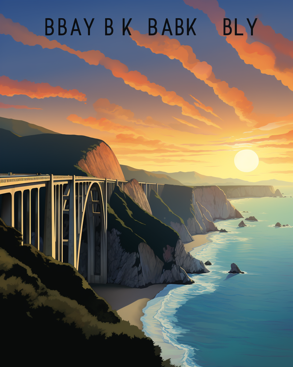 Colorful Bixby Bridge Comic Art