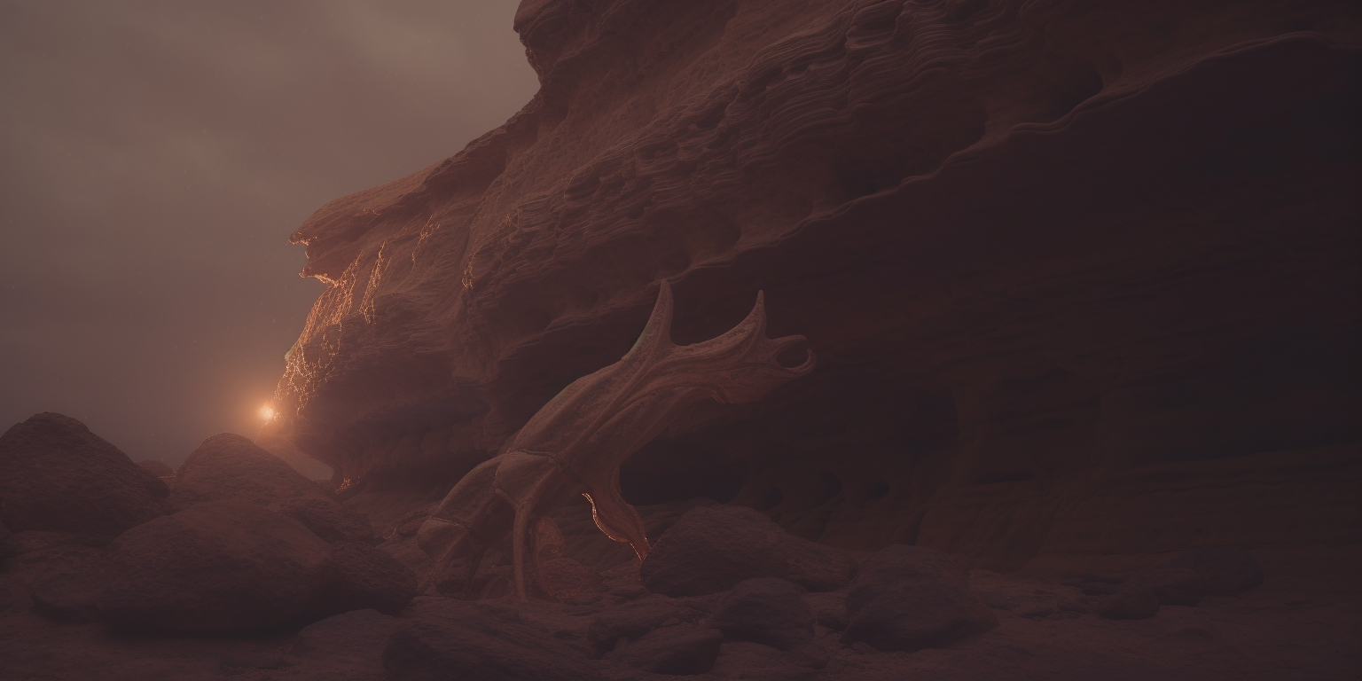 Bizarre alien on Martian landscape