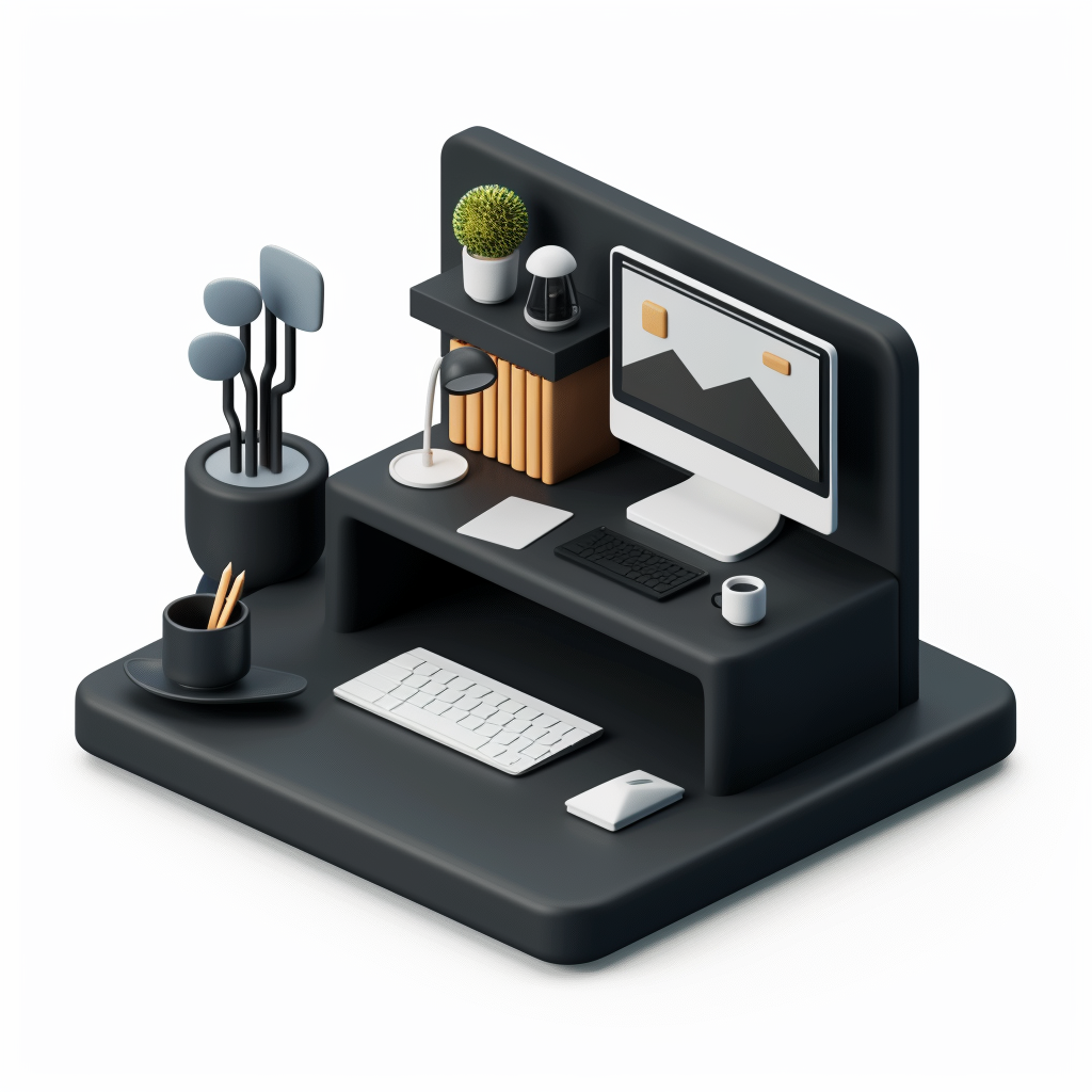 Black 3D Office Website Icon