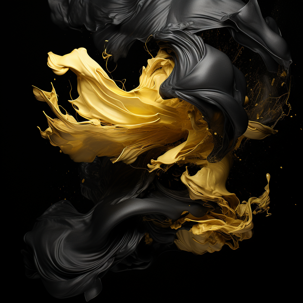 Black and gold spills on dark background