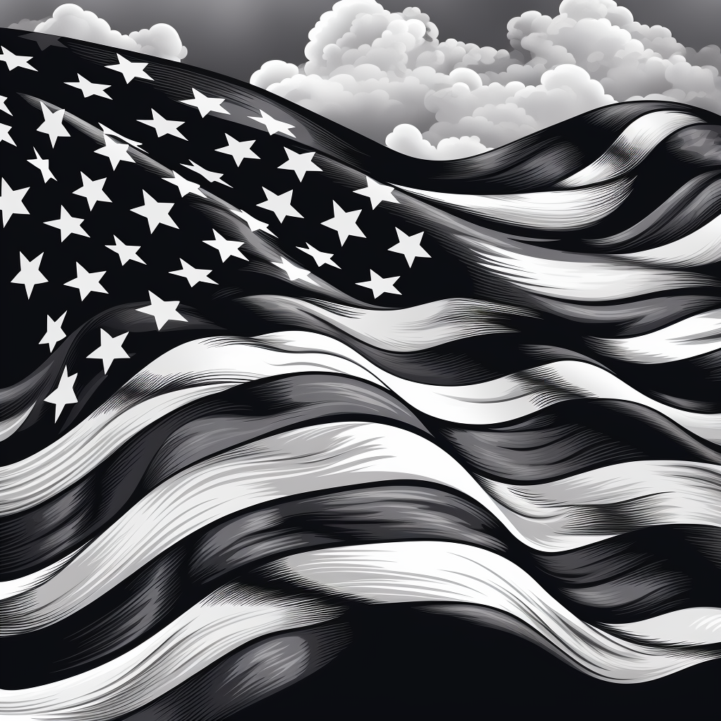 Black and white American flag