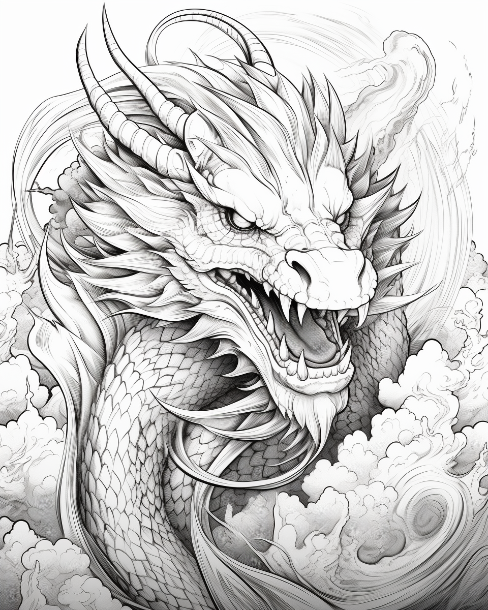 Dragon transforms into bunny coloring page