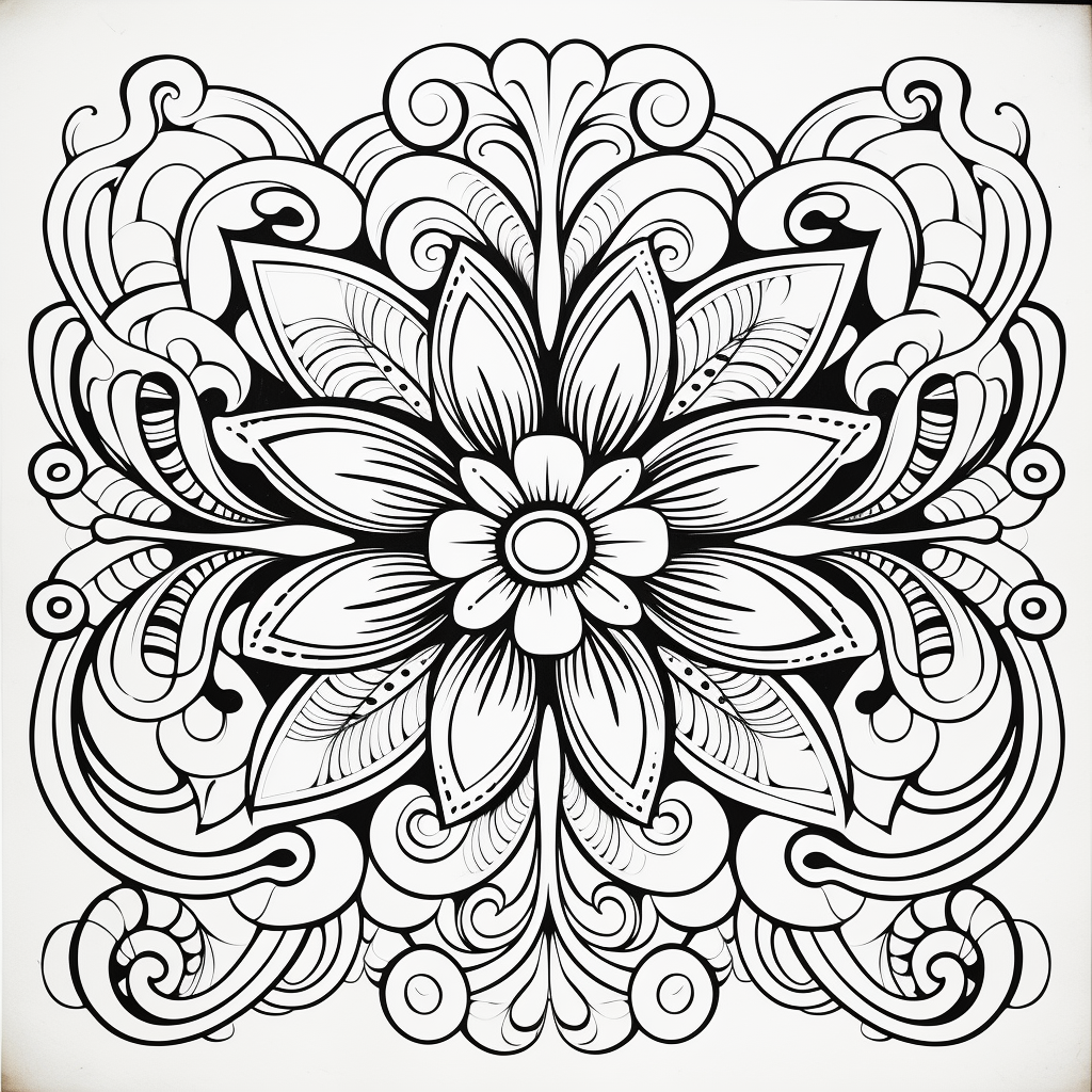 Black and white ornament decor outline