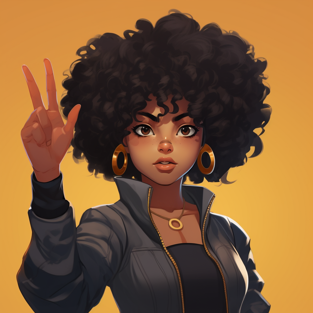 Black anime character with a fro shrugging