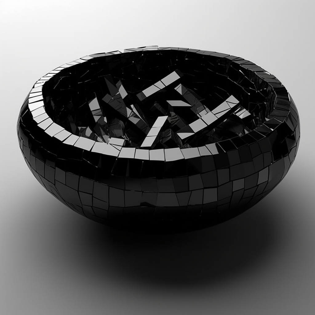 Black ashtray with whiplash curves