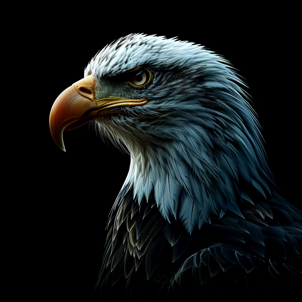 Striking 3D eagle logo on black background