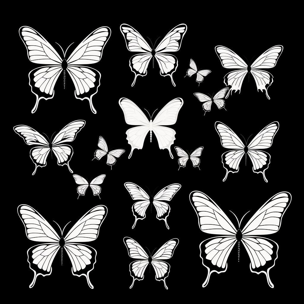 Black butterfly silhouettes on dark background