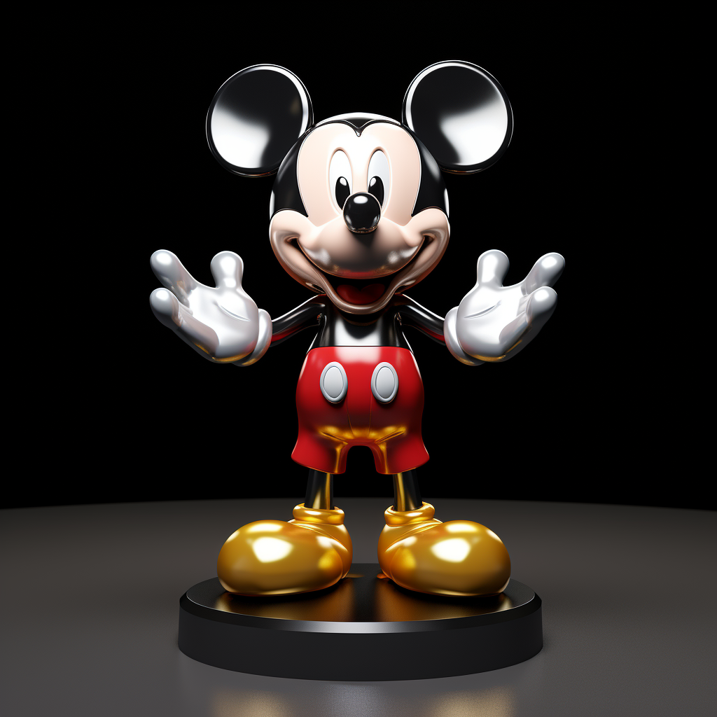 Mickey Mouse 3D Statue on Black Background