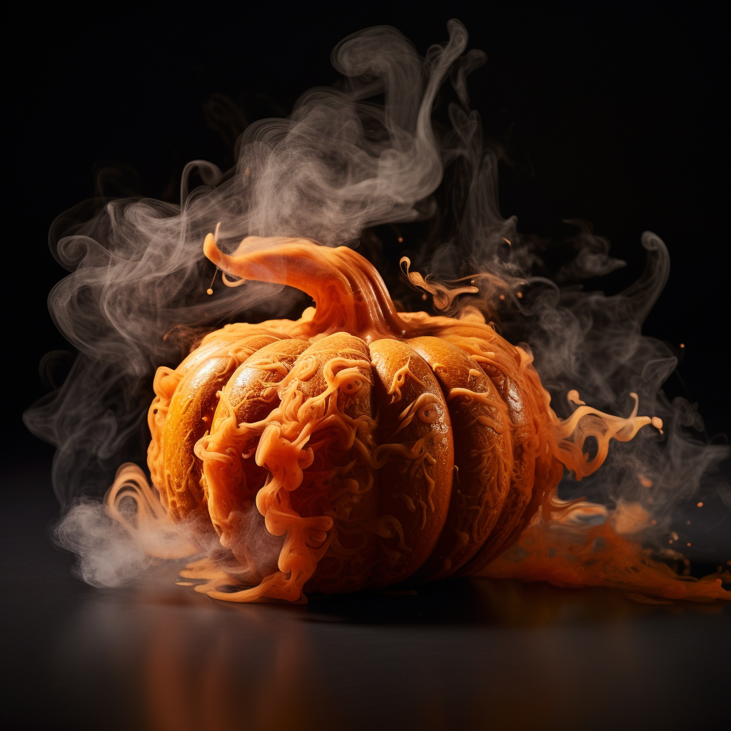 Pumpkin with Smoke on Black Background