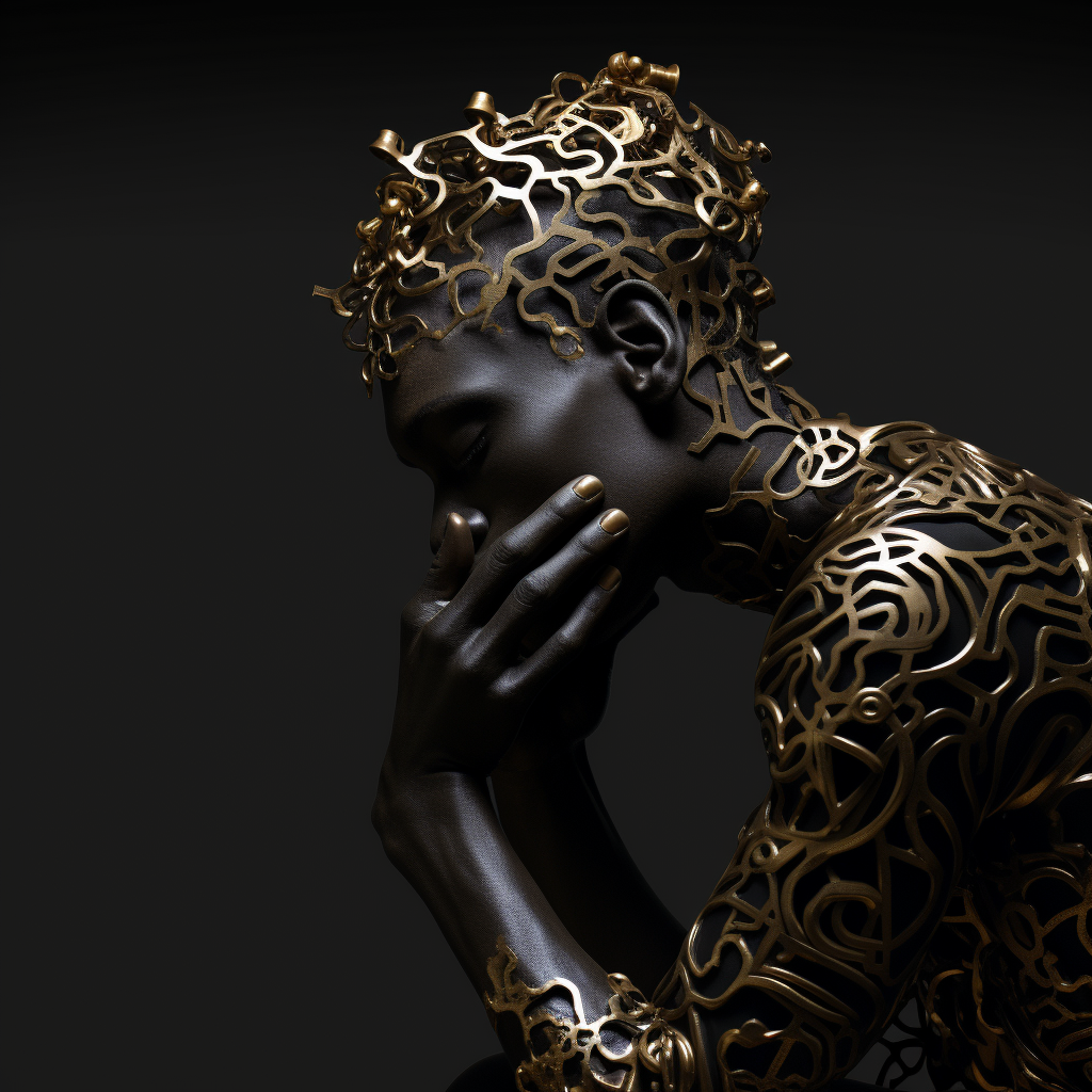 3D image of a person deep in thought