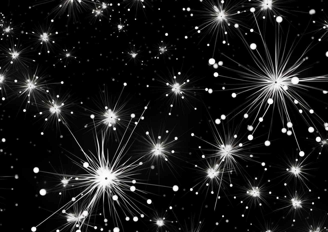 Sparkling white stars on black background