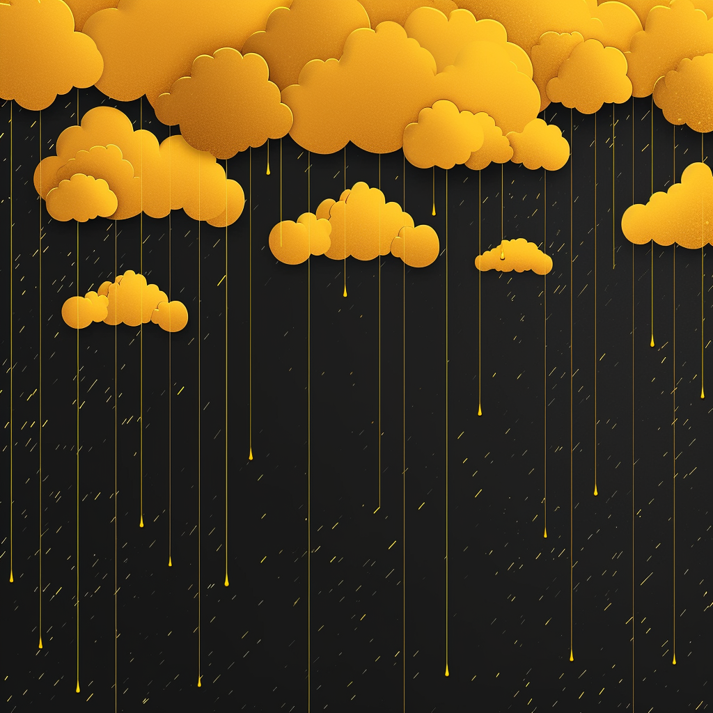 Black Background Yellow Clouds Golden Rain