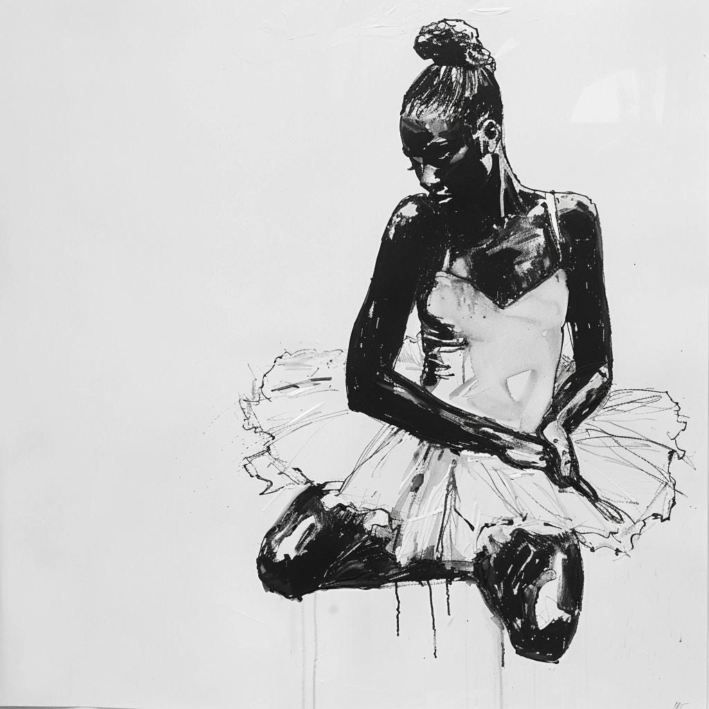 Black ballerina line art