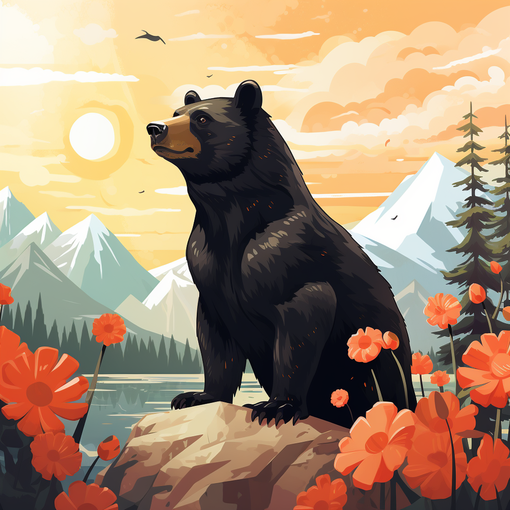 Illustration of a black bear in Canada