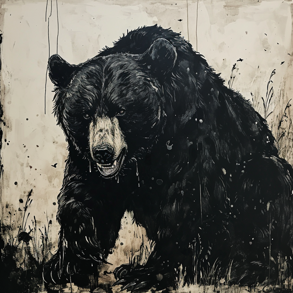 Black bear in Kim Jung-Gi art style