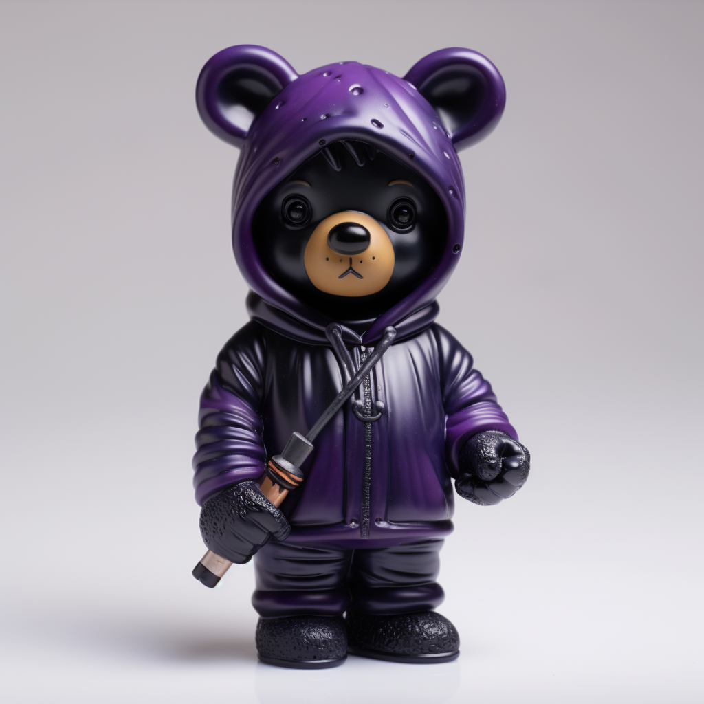 Black Bear in Purple Hoodie Smoking E-cigarette