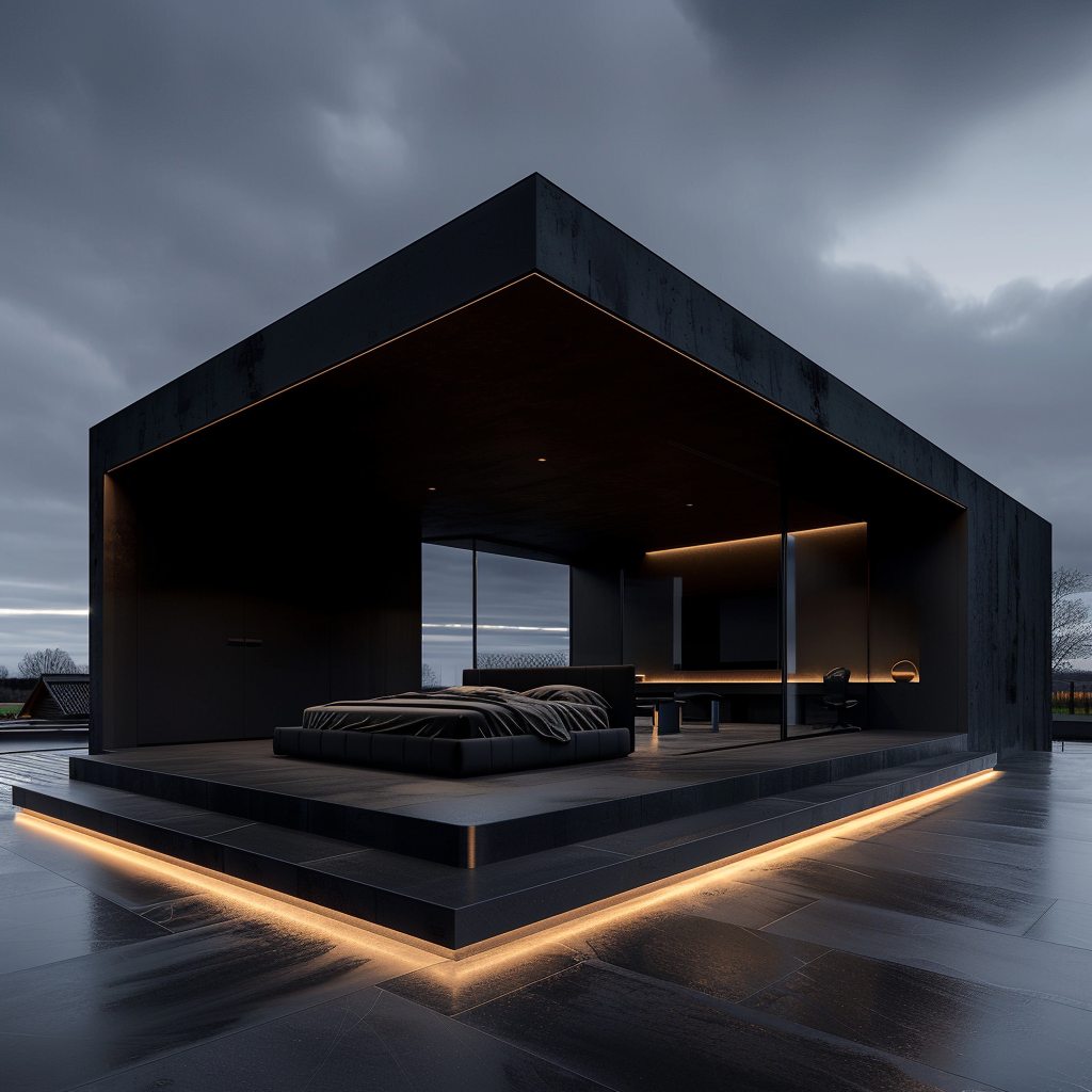 Virtual Reality Black Bedroom